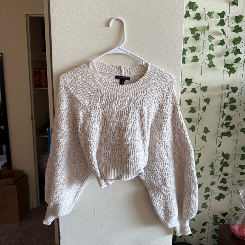 Forever 21 Cream Cable Knit Sweater